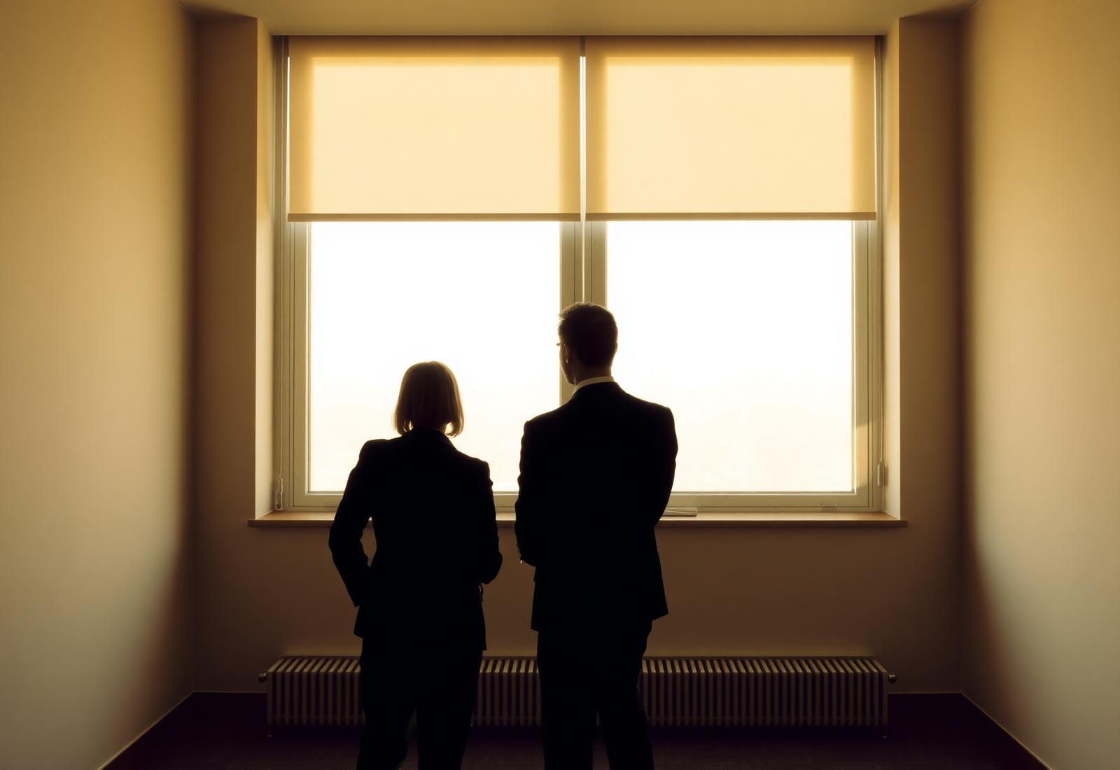 Two figures at a window — the founding directors